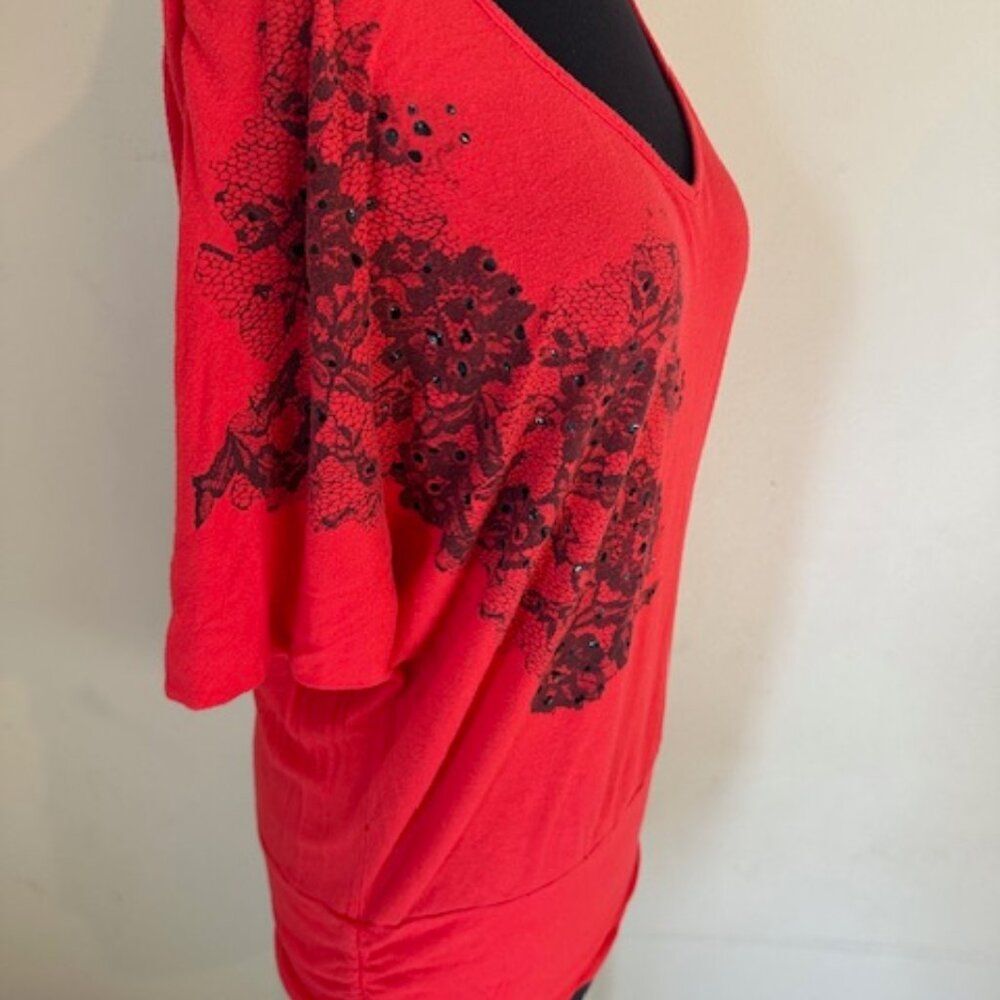 Wet Seal Red Floral Top 8640